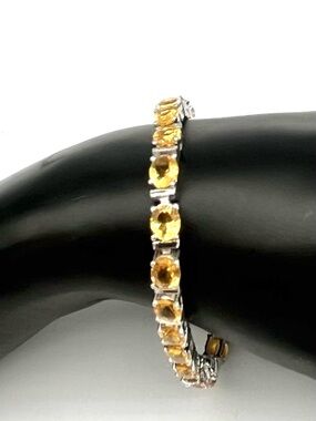 Yellow Citrine Tennis Bracelet - Women Jewelry- Sterling Silver